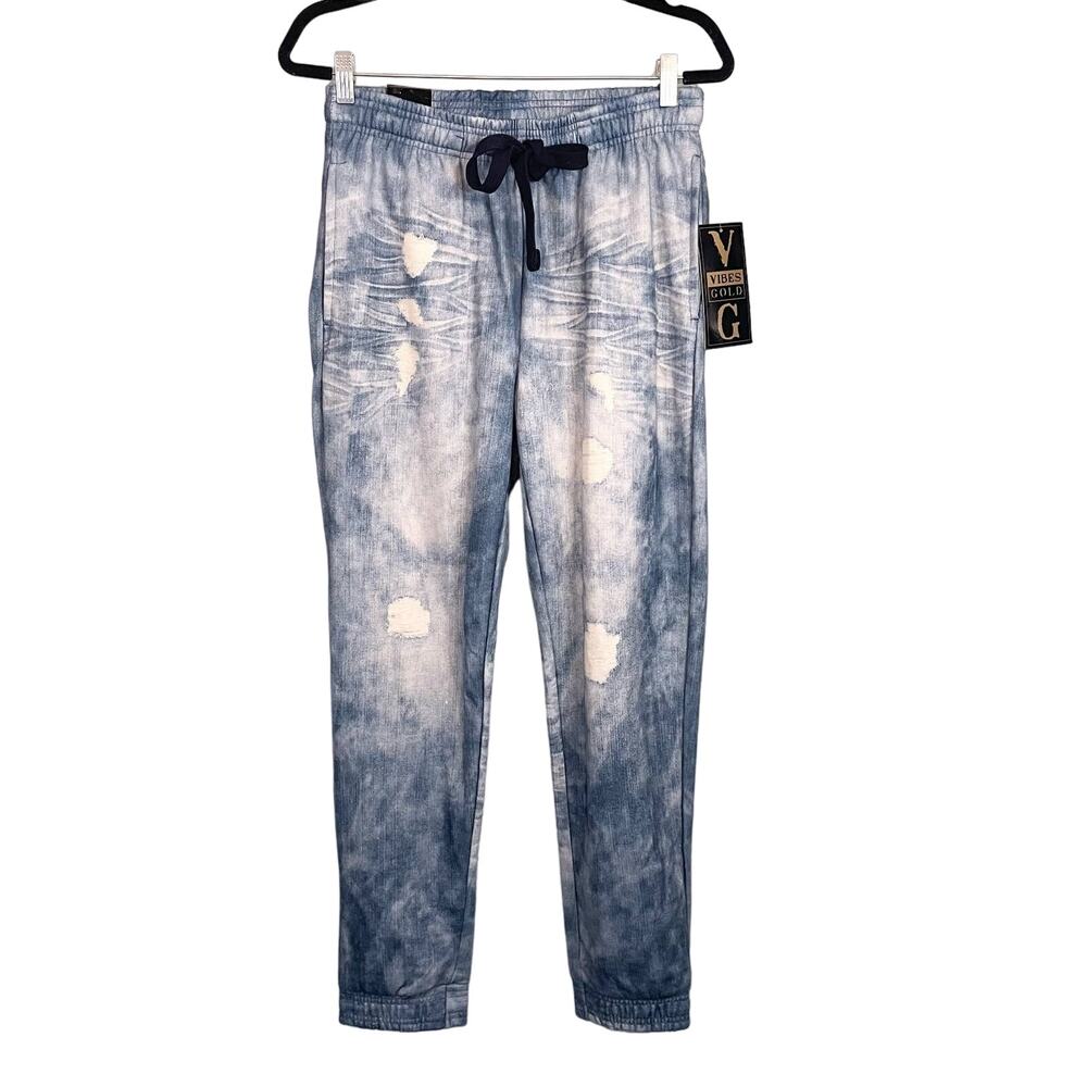 Vibes Gold Pants Womens Medium Cloudrip Blue Slim Straight Jogger Activewear NWT